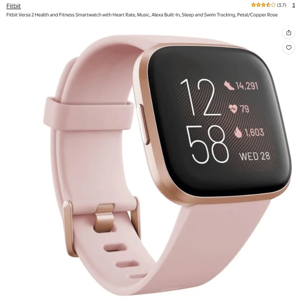 Fitbit Versa 2 Health and Fitness Smartwatch - Petal/Copper Rose